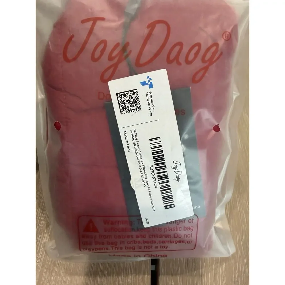 Joy Daog‎ XS Fleece Lined Dog Jacket Red Winter Coat Vest Soft Warm Snap Closure